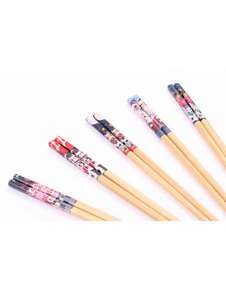 Kutoyama Chinesische Essstäbchen aus Bambus, 5 Paar - Modell 4