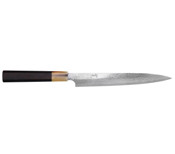 Yanagiba-Messer 24cm japanisch handwerklich Hatsukokoro Yauji Yoshihiro Damast BS2