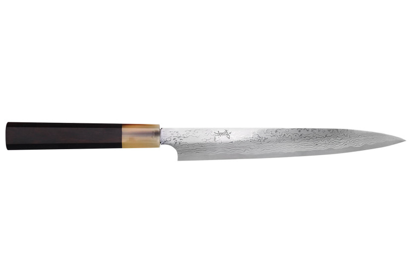 Yanagiba-Messer 24cm japanisch handwerklich Hatsukokoro Yauji Yoshihiro Damast BS2