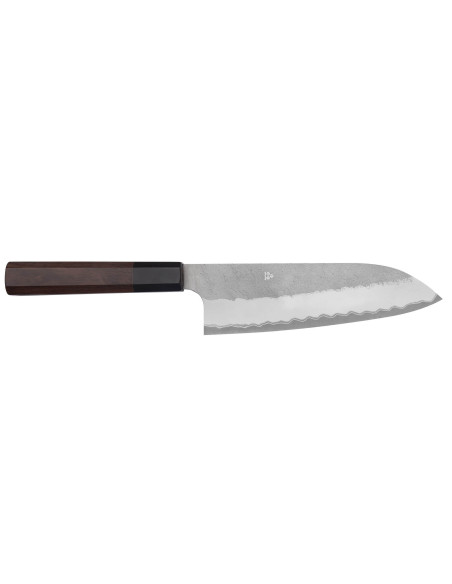 Nigara Hamono Tsuchime AS 18 cm japansk santokukniv med håndtag i valnøddetræ