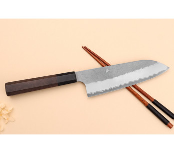Nigara Hamono Tsuchime AS Faca japonesa santoku de 18 cm com cabo de nogueira 2