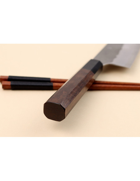Santokumesser 18cm japanisch handgefertigt Nigara Hamono Tsuchime AS Griff aus Walnussholz