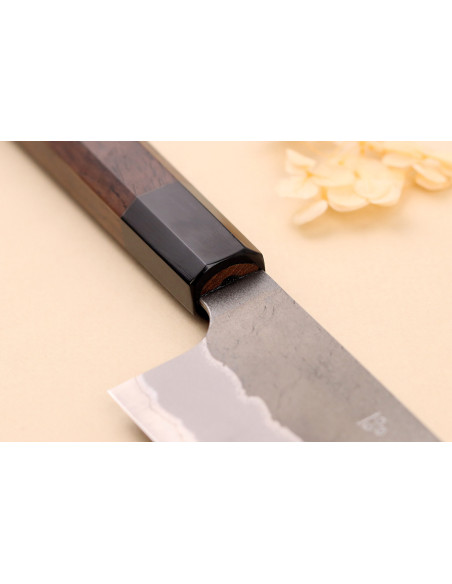 Nigara Hamono Tsuchime AS 18cm Coltello santoku giapponese con manico in noce
