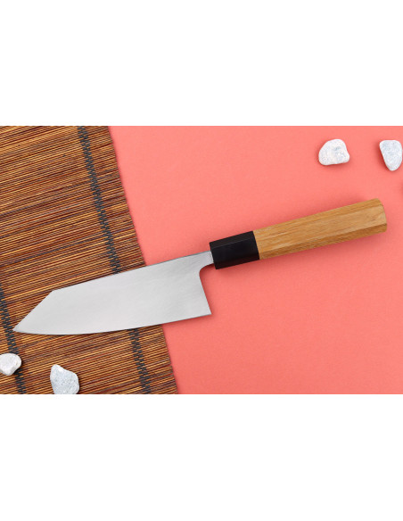 Hatsukokoro Shirasagi deba kiritsuke 15cm cabo em teca faca japonesa feita à mão