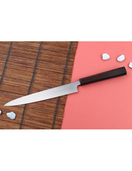 Hatsukokoro Shirasagi 24cm handgjord japansk yanagibakniv med ebenholtshandtag