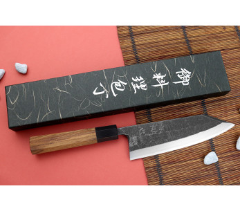 Hatsukokoro Shirasagi 18cm deba kiritsuke japans handgemaakt teak handvat mes 2