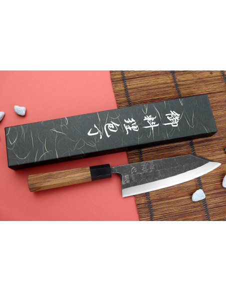 Hatsukokoro Shirasagi 18cm deba kiritsuke mango de teca cuchillo japonés hecho a mano