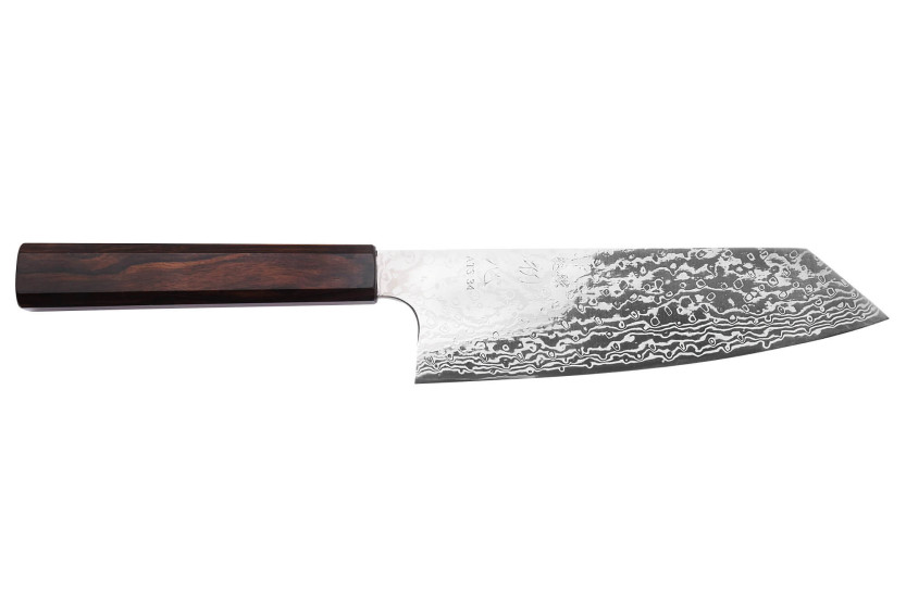 Faca Hatsukokoro Ginga ATS-34 Damascus bunka de 16,5 cm, ébano, fabrico japonês