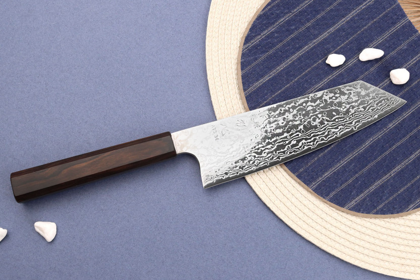 Bunka-Messer 16,5cm japanisch handwerklich Hatsukokoro Ginga ATS-34 Damast Ebenholz