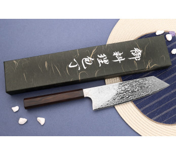 Bunka-Messer 16,5cm japanisch handwerklich Hatsukokoro Ginga ATS-34 Damast Ebenholz 2
