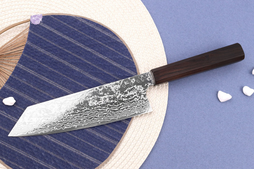16.5cm Hatsukokoro Ginga ATS-34 Ebony Damascus bunka veitsi, japanilainen käsintehty veitsi