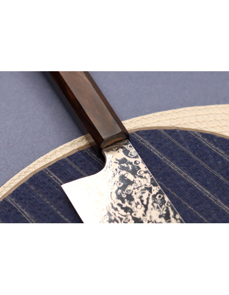 16.5cm Hatsukokoro Ginga ATS-34 Ebony Damascus bunka veitsi, japanilainen käsintehty veitsi