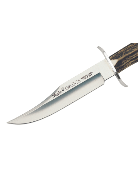 Muela Gredos 9219 kniv 16 cm blad i rustfrit stål med gevirhåndtag + læderskede
