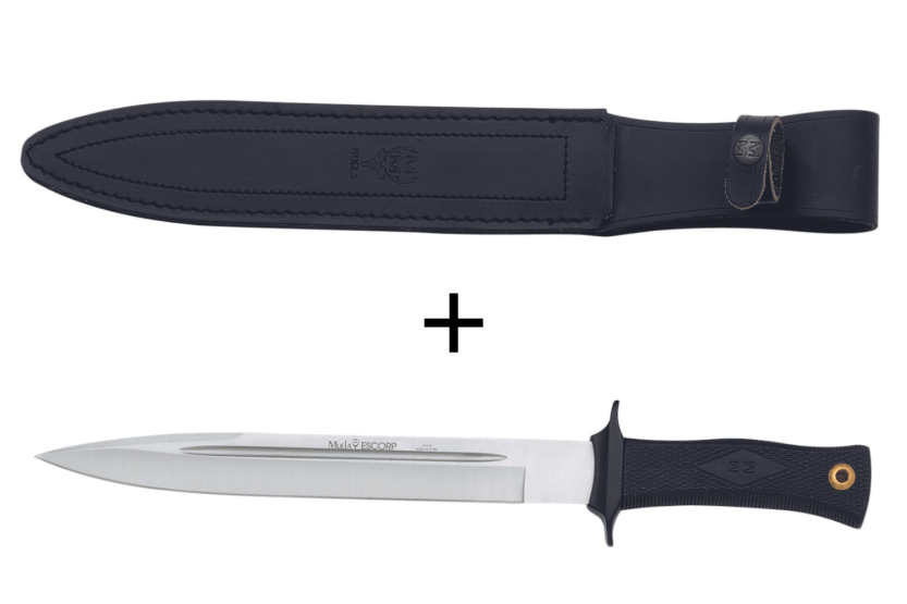 Muela ESCORP 9207 knife 26cm stainless steel blade black rubber handle + leather sheath