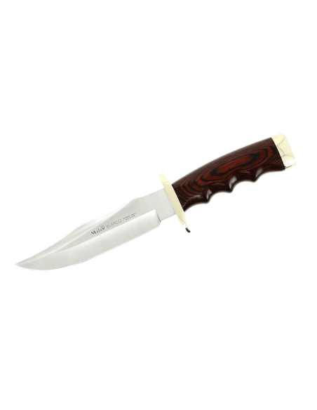 Muela Bufalo 9258 kniv 17 cm blad i rustfrit stål rødt stamina håndtag + læderskede