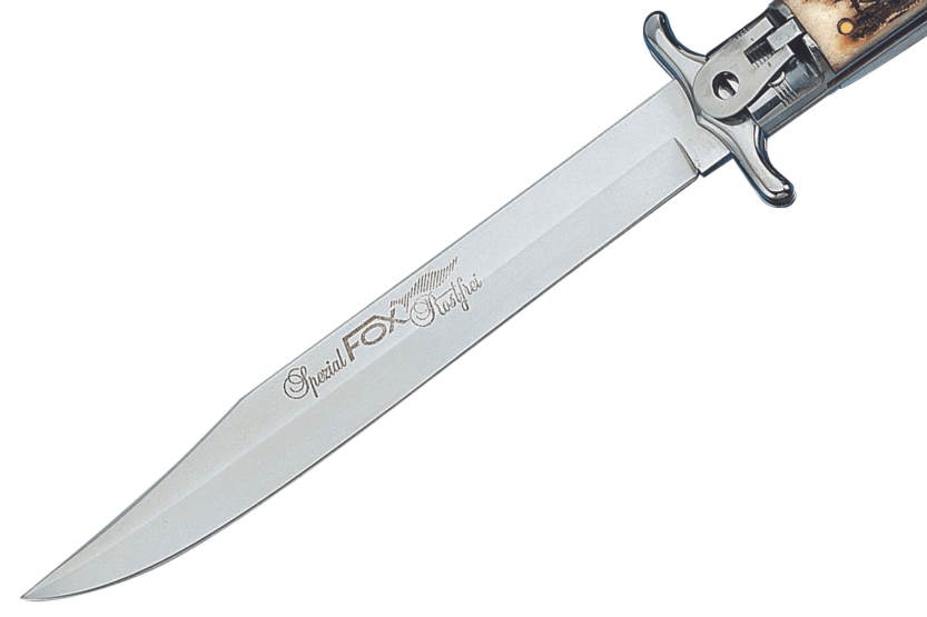 Navaja plegable Fox Special Hunter 648 con mango de ciervo auténtico de 11 cm + funda de cuero