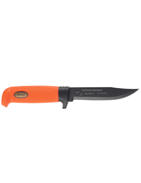 Faca Marttiini Big Game 390024 Lâmina de 13 cm cabo de borracha laranja + estojo