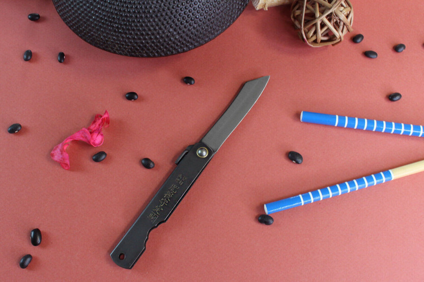 Taschenmesser Higonokami Kanetsune Klinge 7cm Stahlgriff schwarz