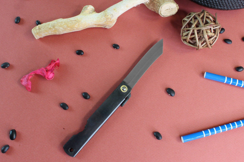 Taschenmesser Higonokami Kanetsune Klinge 7cm Stahlgriff schwarz