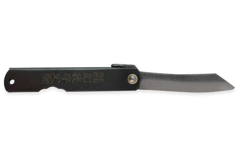 Higonokami Kanetsune lommekniv 7,5 cm klinge sort stålhåndtag