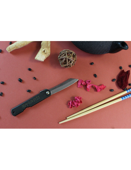 Taschenmesser Higonokami Kanetsune Klinge 7,5cm Stahlgriff schwarz