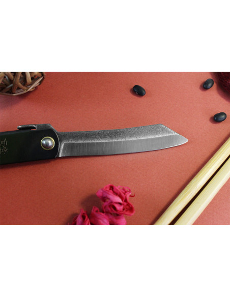 Higonokami Kanetsune fickkniv 7,5cm blad svart stålhandtag