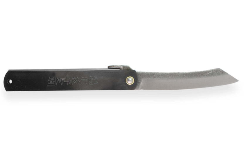 Coltello tascabile Higonokami Kanetsune lama 9,5 cm manico in acciaio nero