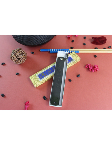 Canivete Higonokami Kanetsune Lâmina de 9,5 cm Cabo de aço preto