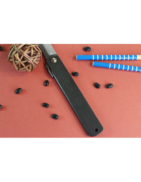 Coltello tascabile Higonokami Kanetsune lama 9,5 cm manico in acciaio nero