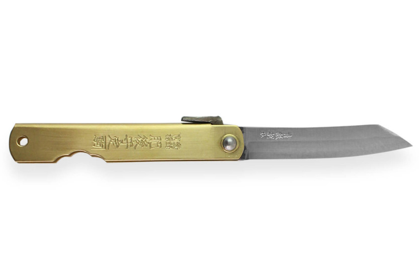 Higonokami Kanetsune Taschenmesser Klinge 7cm Messing Griff
