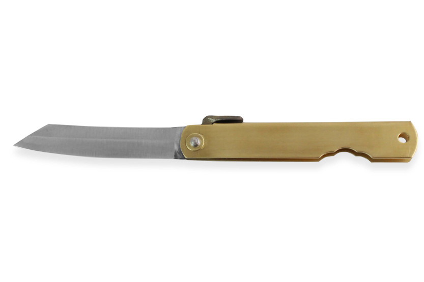 Coltello da tasca Higonokami Kanetsune con lama da 7 cm e manico in ottone