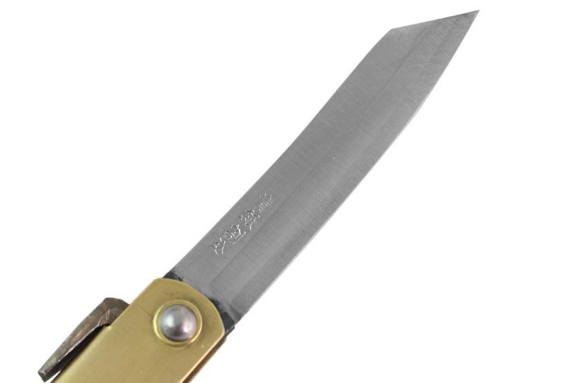 Coltello da tasca Higonokami Kanetsune con lama da 7 cm e manico in ottone