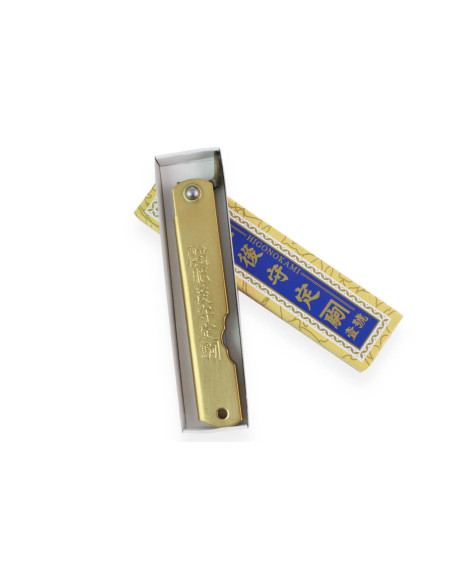 Higonokami Kanetsune Taschenmesser Klinge 7,5cm Messing Griff