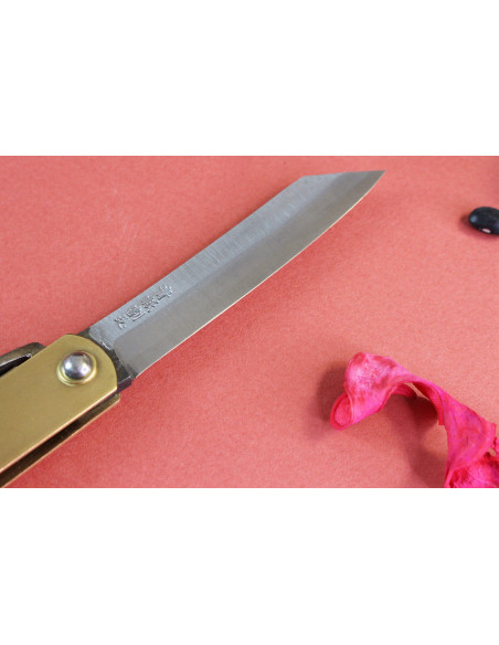 Higonokami Kanetsune fickkniv 7,5 cm blad mässingshandtag