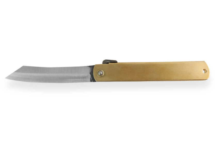 Coltello tascabile Higonokami Kanetsune lama da 9 cm manico in ottone