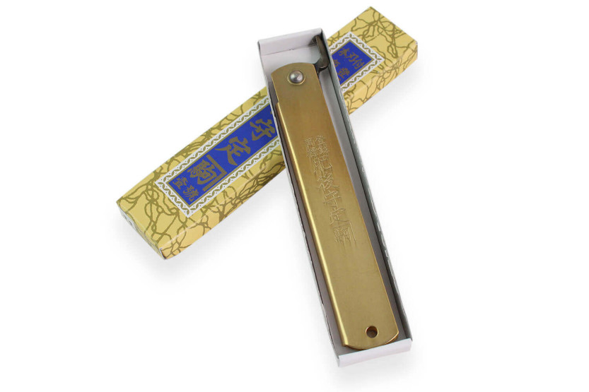 Coltello tascabile Higonokami Kanetsune lama da 9 cm manico in ottone