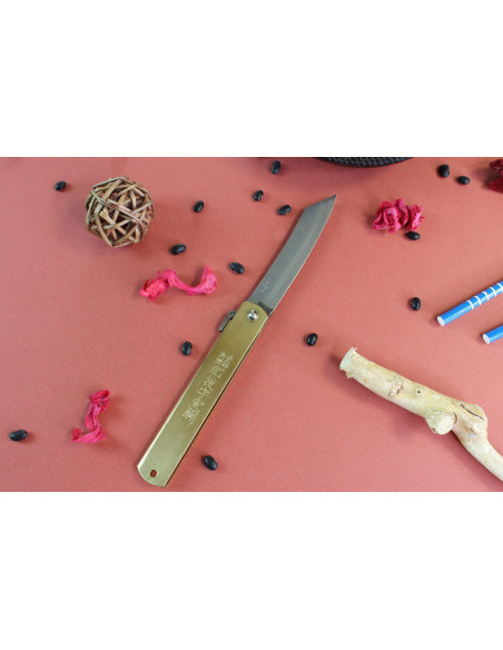 Higonokami Kanetsune pocket knife 9cm blade brass handle