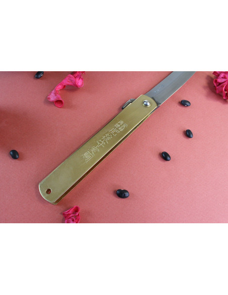 Higonokami Kanetsune pocket knife 9cm blade brass handle