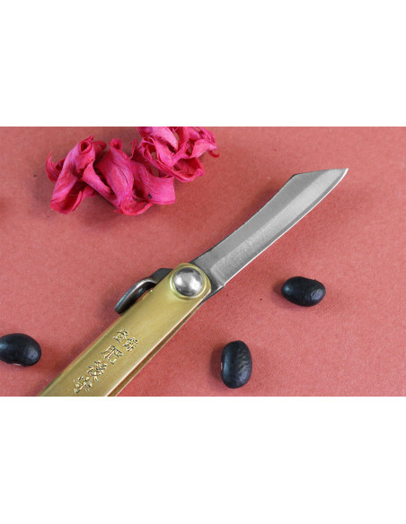 Taschenmesser Higonokami Kanetsune 4cm Stahl SK-5 Messinggriff