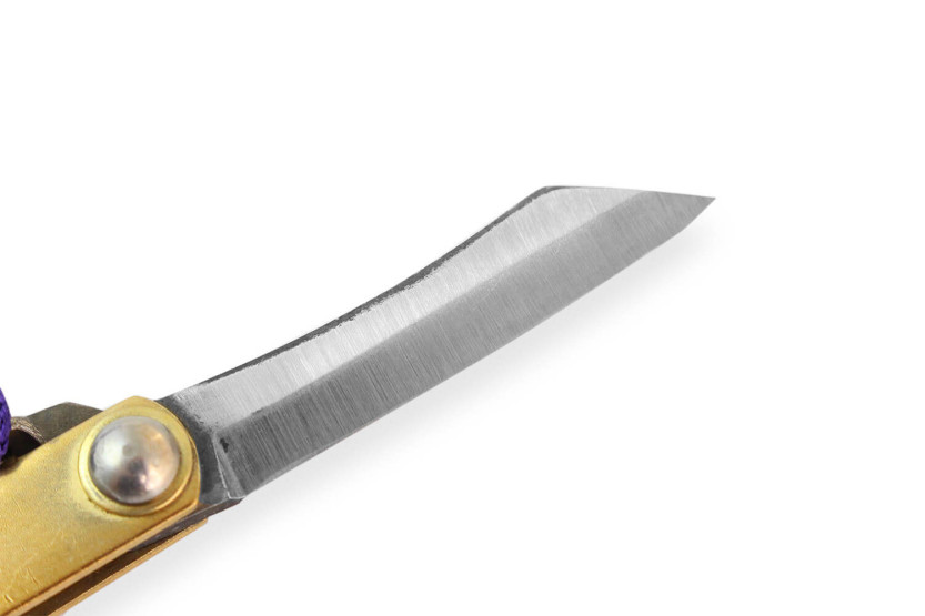 Higonokami Kanetsune pocket knife 4cm SK-5 steel blade brass handle + bell