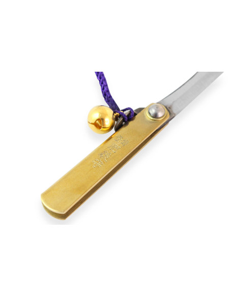 Canivete Higonokami Kanetsune 4cm lâmina de aço SK-5 cabo de latão + campainha