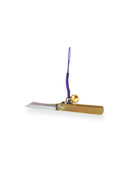 Canivete Higonokami Kanetsune 4cm lâmina de aço SK-5 cabo de latão + campainha