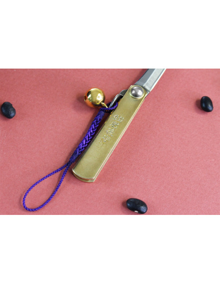 Higonokami Kanetsune taskuveitsi 4cm SK-5 terästä terä messinkinen kahva + kello