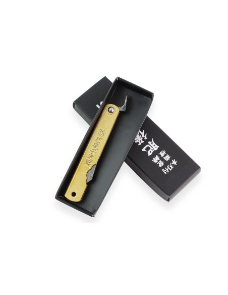 Canivete Higonokami Böker Kinzoku com lâmina de damasco de 7,5 cm e cabo de cobre