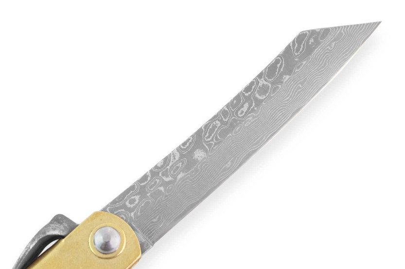 Canivete Higonokami Böker Kinzoku com lâmina de damasco de 7,5 cm e cabo de cobre