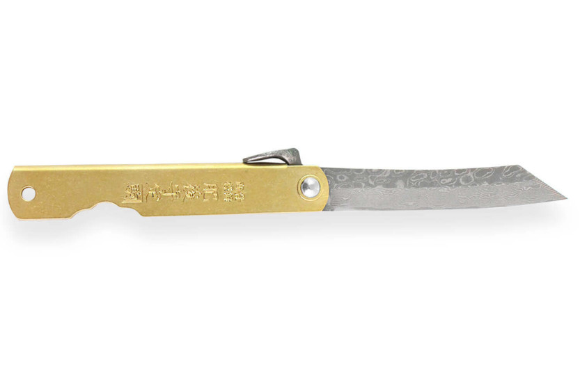 Higonokami Böker Kinzoku pocket knife 7.5cm damascus blade copper handle