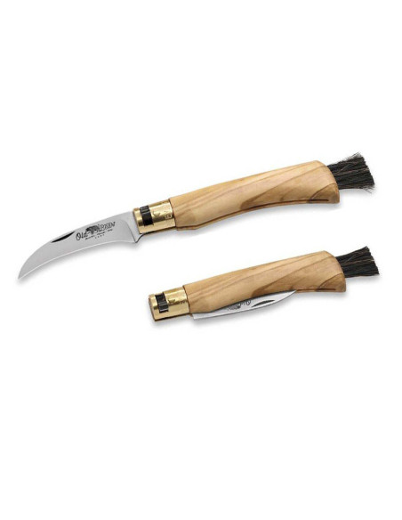 Klappbares Pilzmesser Old Bear Griff 11cm Olivenbaum mit Zwinge