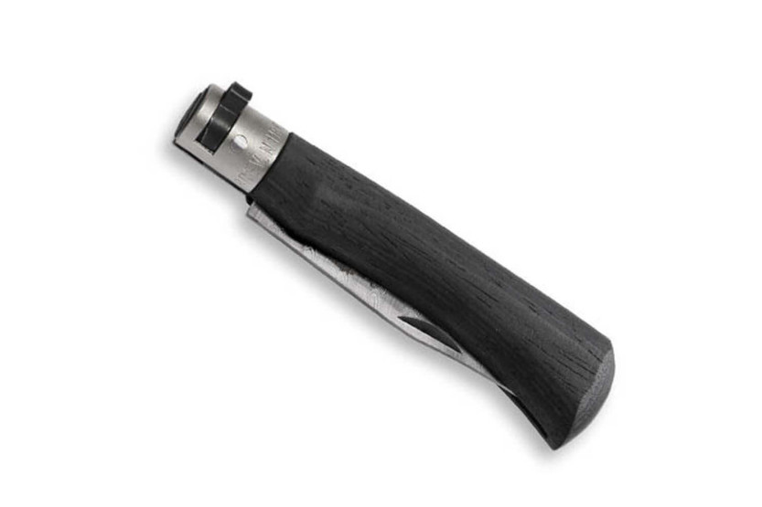 Handwerkliches Messer Old Bear Damast M 8cm rostfreie Klinge laminiertes Ayous-Holz mit Zwinge