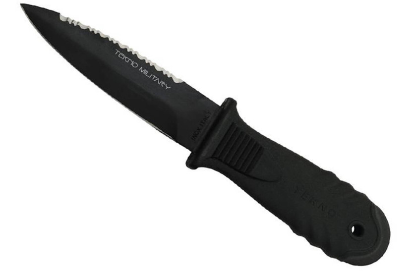 Fox Tekno Military 11 cm stål 420 gummihåndtag dykkerkniv + skede