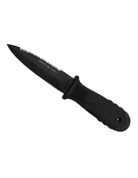 Fox Tekno Military 11cm staal 420 rubber handvat duikmes + schede
